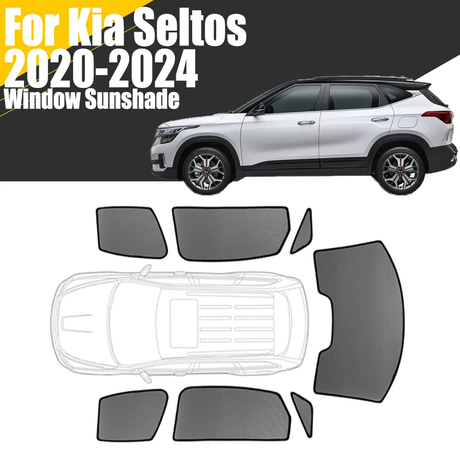 Custom Magnetic Car Window Sunshade For Kia Seltos 2020-2024 Curtain Mesh Front Windshield Frame Curtain