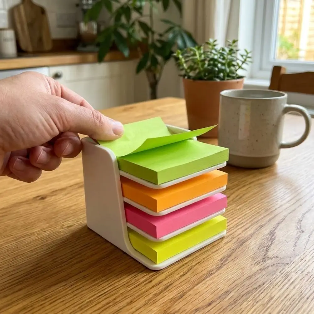 Stackable Sticky Note Holder Layer-Divided Stable Base Memo Pad Holder 3D Printing Anti-Tip Square Note Compatible