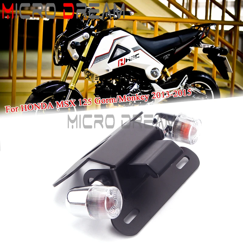 Motorcycle License Plate Holder LED Turn Signal Light Bracket Tidy Fender Eliminator For HONDA MSX 125 Gorm/Monkey 2013 14 2015