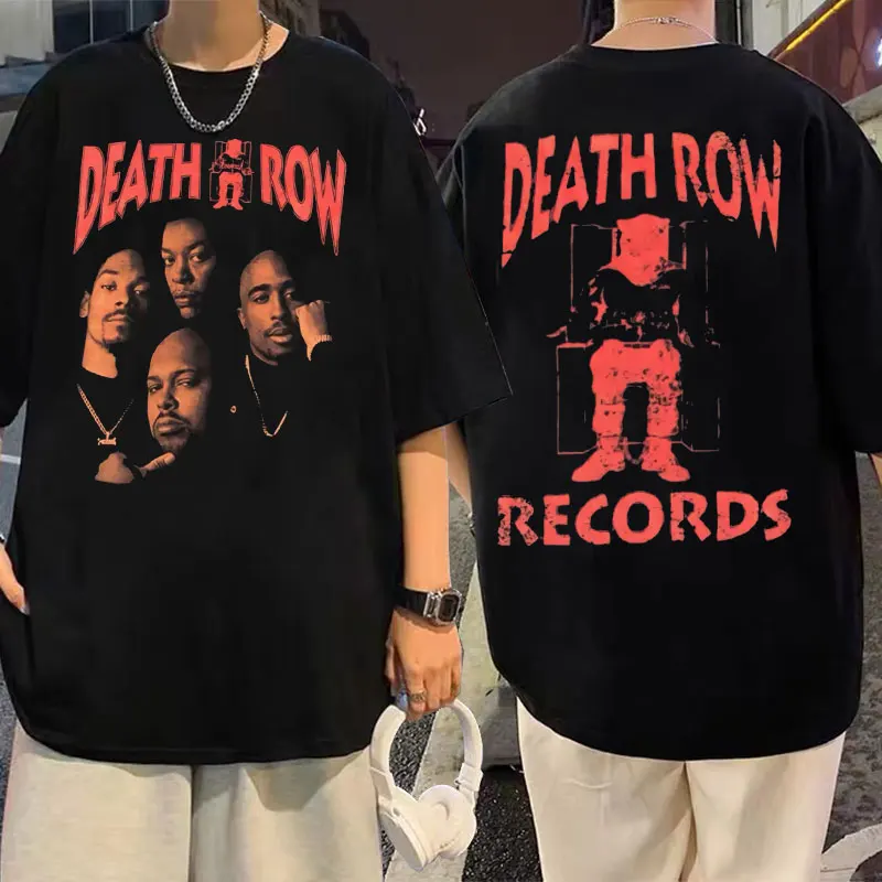 Death Row Records Double Sided Graphic Tshirt Men Women Hip Hop Style T-shirt Man Retro T Shirts Rapper Men\'s Fashion Streetwear