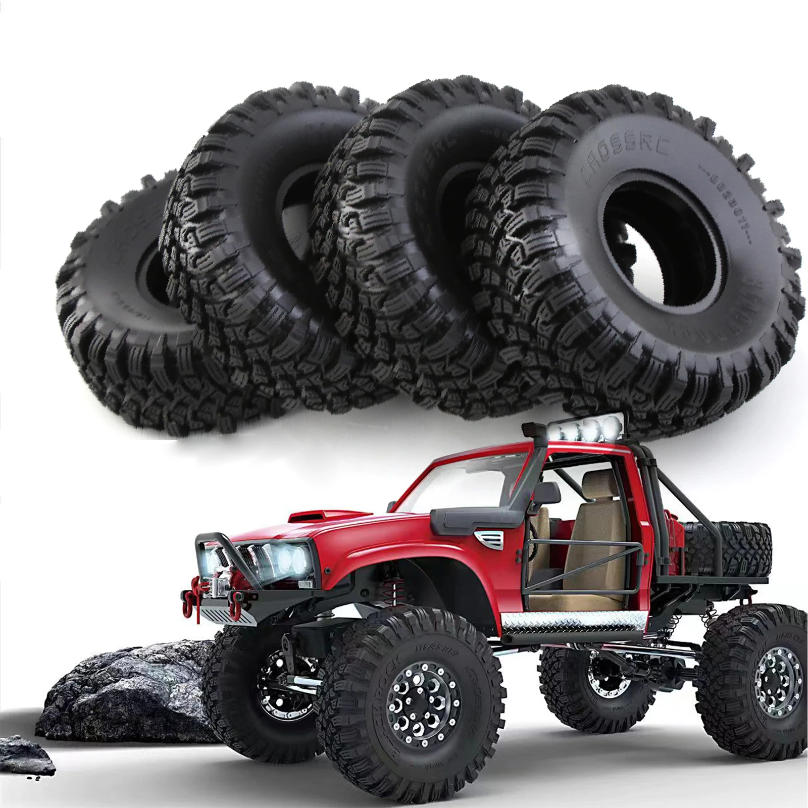 RS 4pcs 1.9 Inch Rubber Tyre 115 * 45mm for 1/10 Rc Crawler Car Trax Trx4 Axial Scx10 Wraith Scx10 Yikong Rgt Wrangler 1.9 Wheel