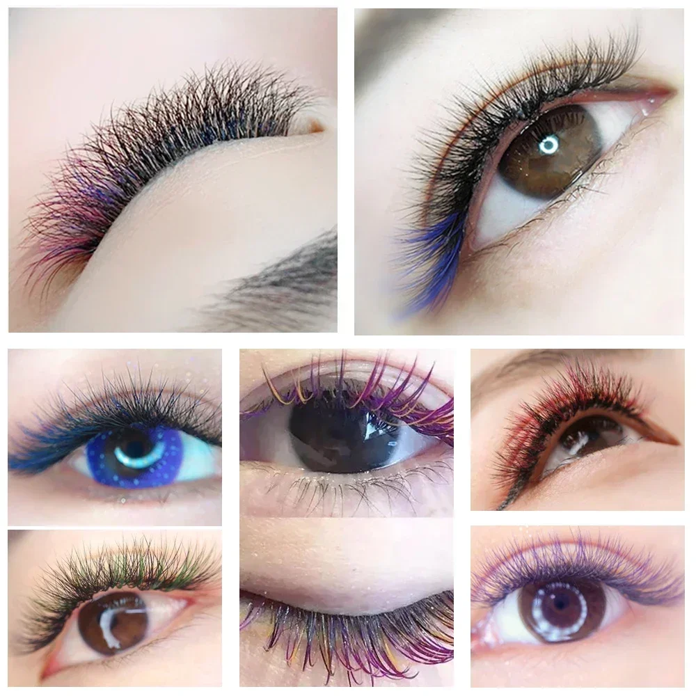 Yelix สีสันขนตาส่วนบุคคล Silk Mink ขนตาสี Lash Extensions อุปกรณ์สี Lashes จํานวนมากขายส่ง