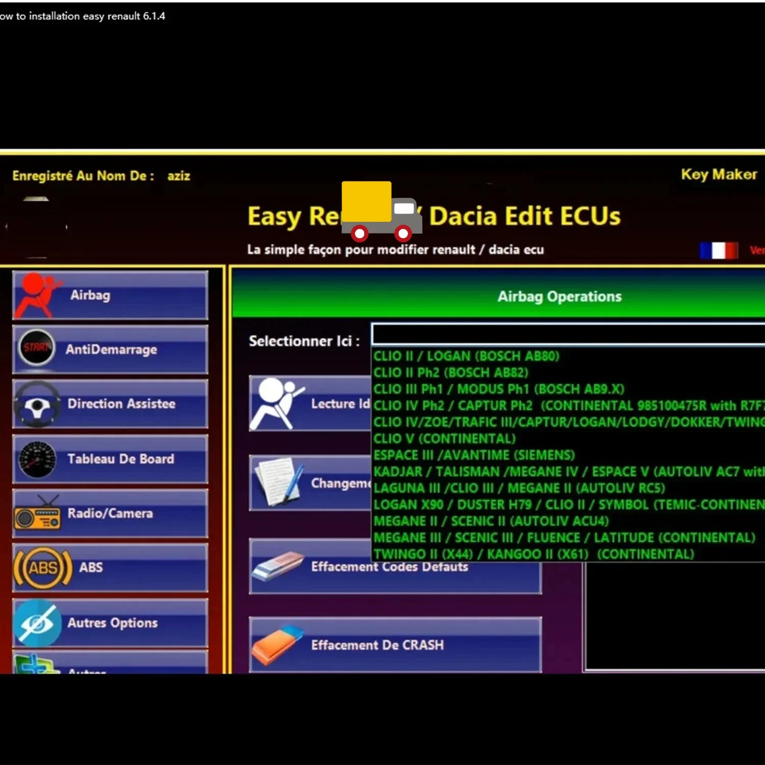 Picture 5: Easy 6.1.4 Key Maker Dacia Edit Ecu for Programmer Clear Crash Airbag Card Keys UCH Cleaner WORK with Renolink