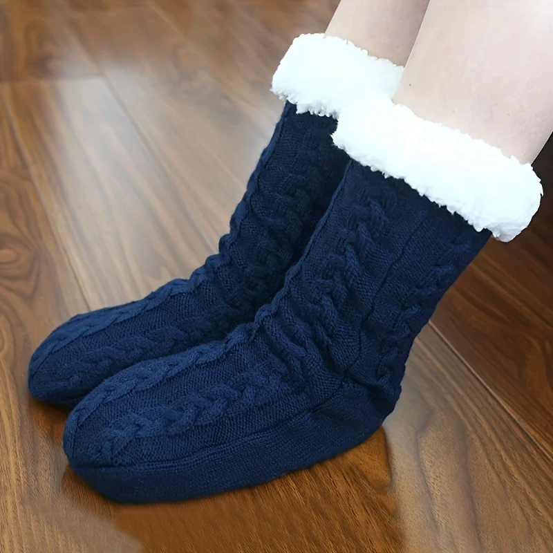 Fuzzy Slipper Socks For Women With Grippers Non Slip Sherpa Lined Slipper Socks Comfy  Warm Winter Floor Socks