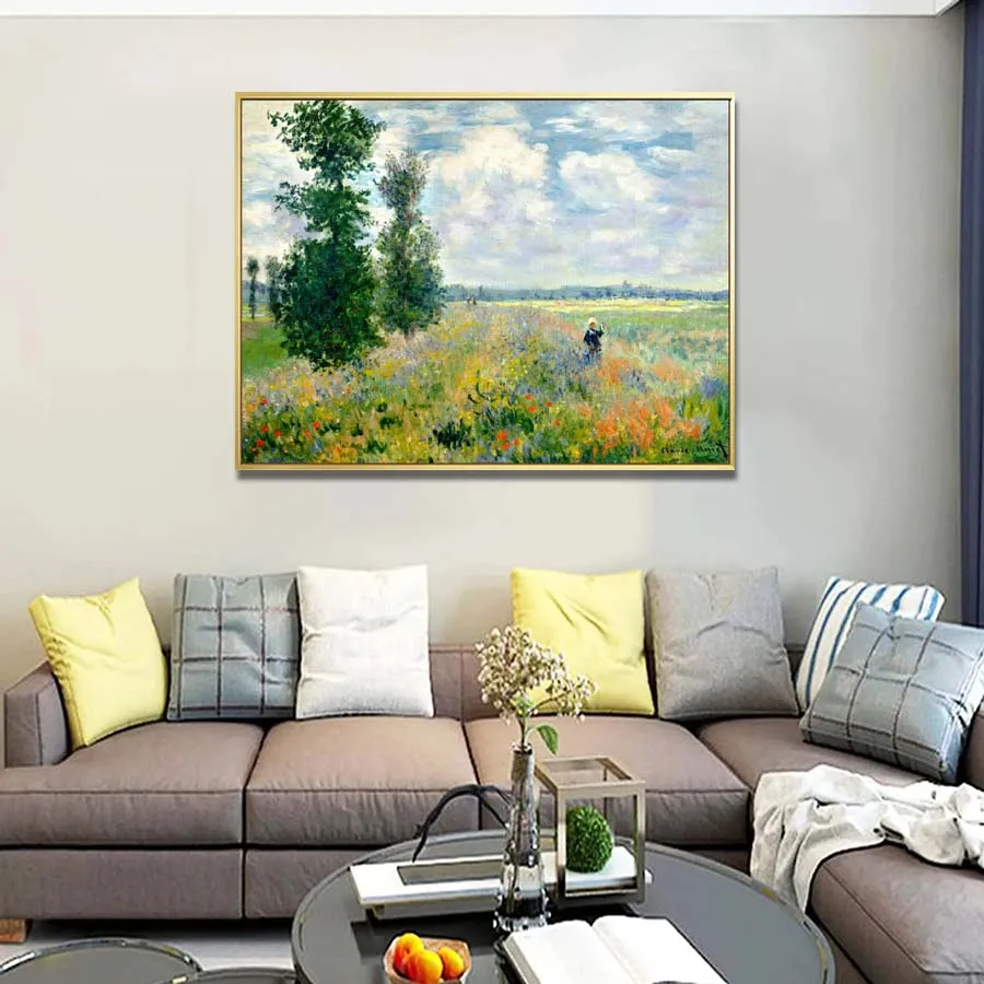 

Poppy Field, Argenteuil by Claude Monet,Hand-painted landscape painting on canvas,Decor luxury home,Aesthetic room decoration
