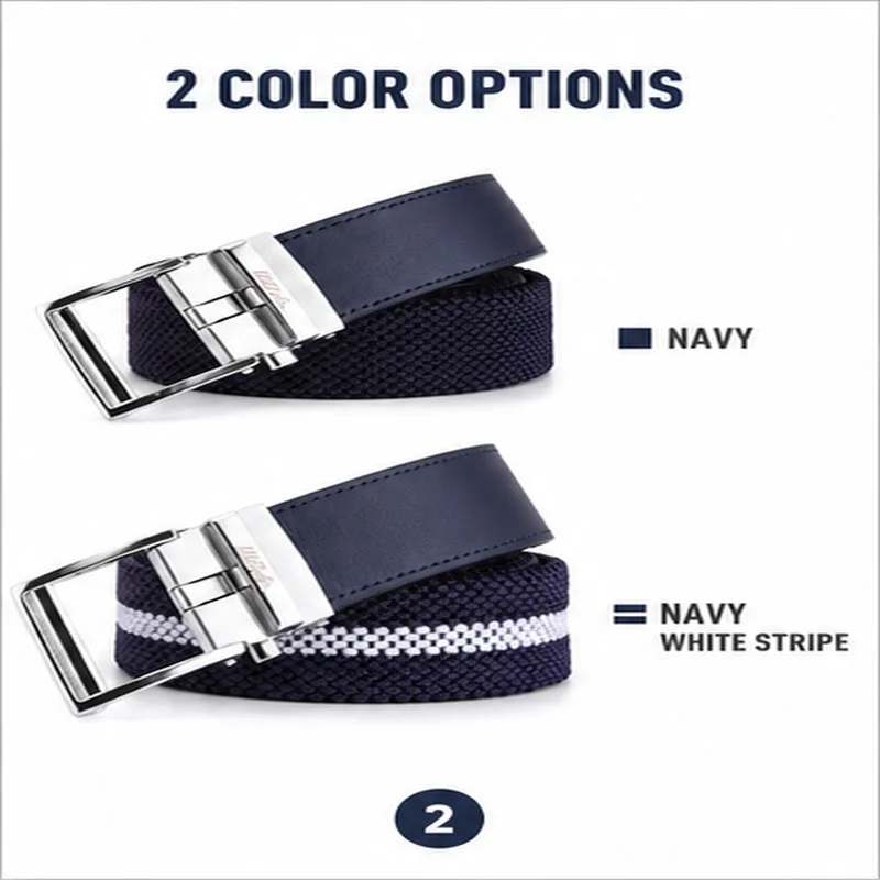 PGM Golf Belt, Men's, Stretch Knitted Belt Body, First Cowhide, Alloy Button Head, Sports Belt view 2