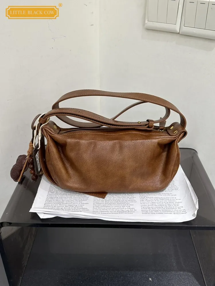 

Женская дизайнерская офисная мода в стиле ретро на молнии, однотонная сумка на одно плечо из мягкой кожи из искусственной кожи, повседневные женские сумки через плечо под мышками