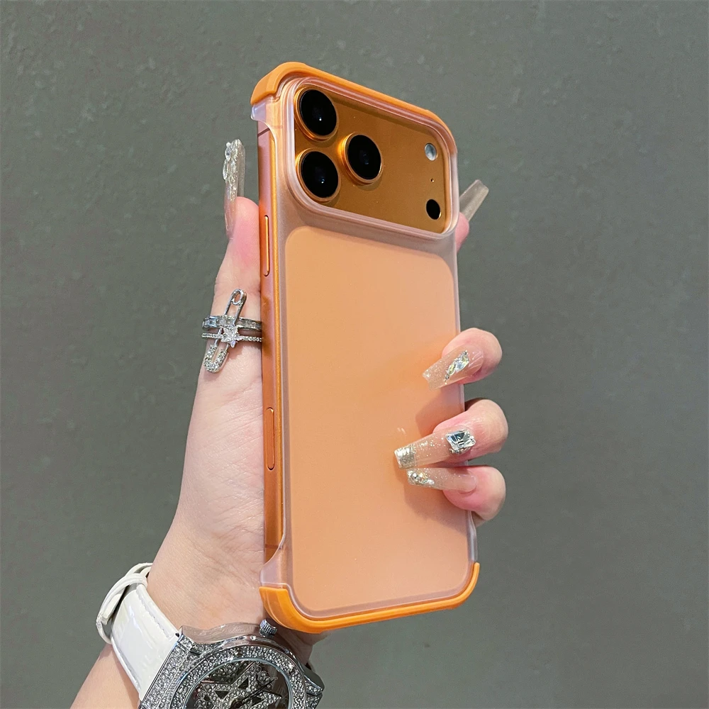 Funda de teléfono ultrafina mate sin marco para iPhone 17 Pro Max 16 Plus 15 14 13 12 cubierta transparente esmerilada a prueba de golpes de cuatro esquinas