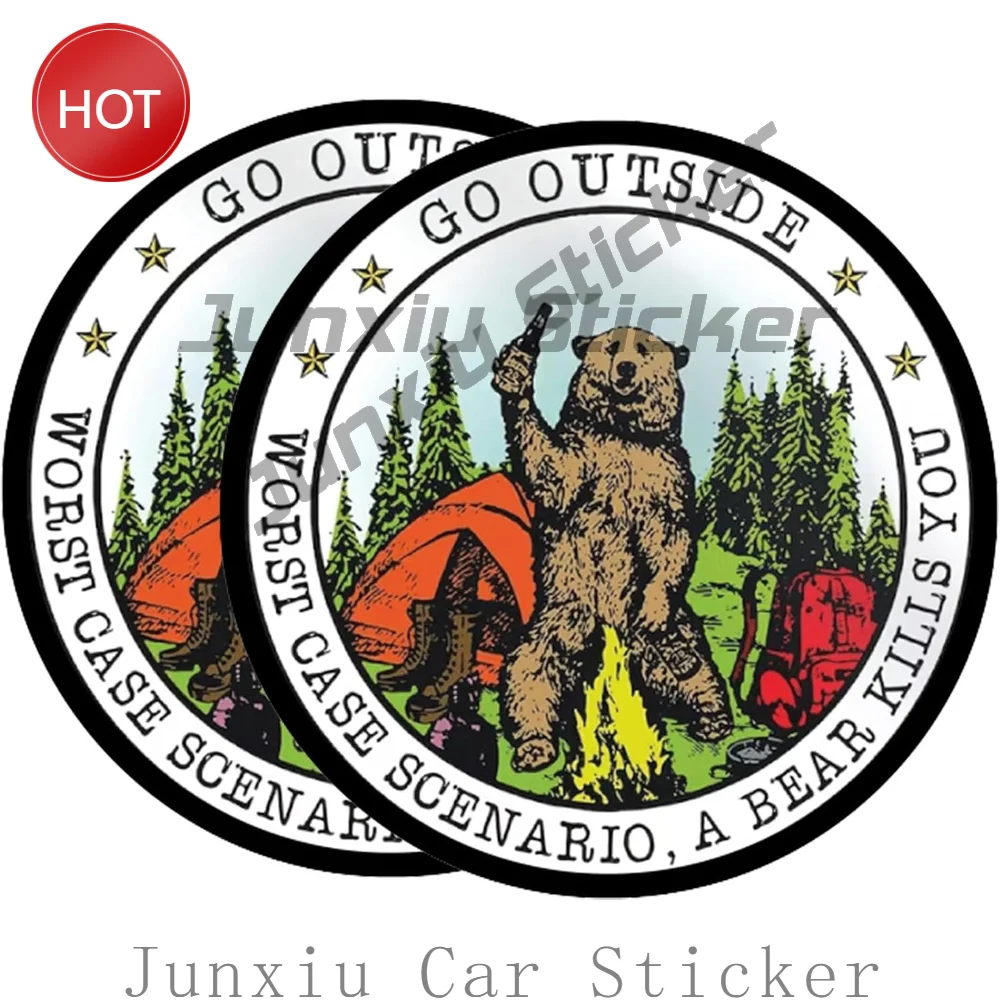 2 Pack Go Outside Worst Case Scenario A Bear Kills You PVC Sticker For Car Body And Laptop Decorative Graphic Design Decal