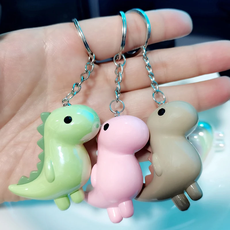 1PC Cute Cartoon Dinosaur Key Chain Accessories High Quality Acrylic Animal Pendant Key Ring Jewelry Gifts Bag Decoration Charms