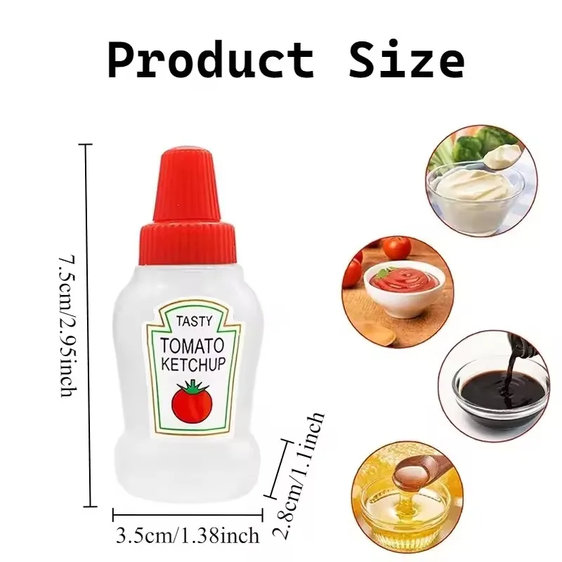 4PCS/Pack Mini Tomato Sauce Bottle 25ML Portable Plastic Container Lunch Boxes Vegetable Salad Fruit SauceConditioning Bottle