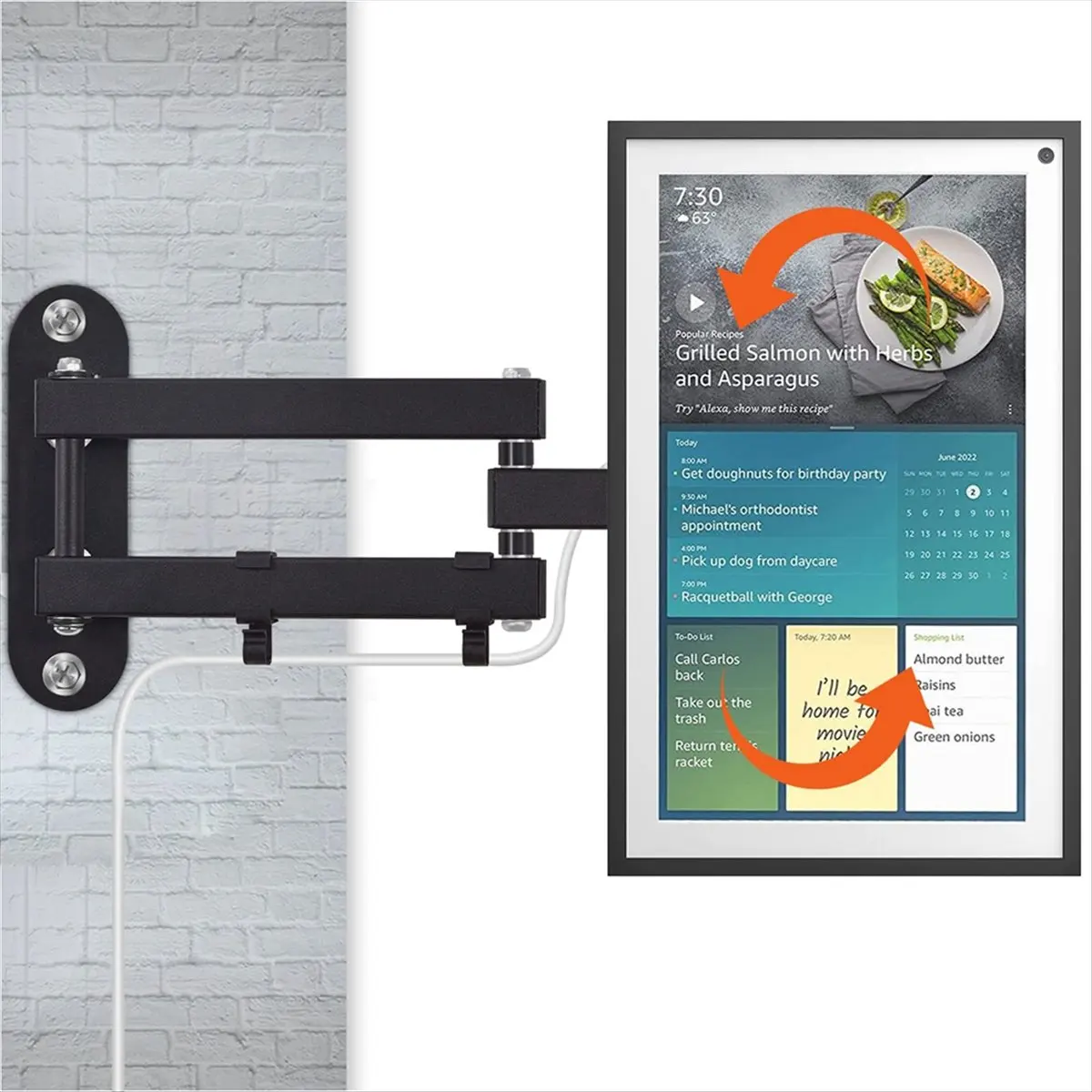 [CLOS] Mount for Echo Show 15, Adjustable Show 15 Wall Mount Bracket, Swivel Horizontal or Vertical, Extension Wall Mount Stand view 4