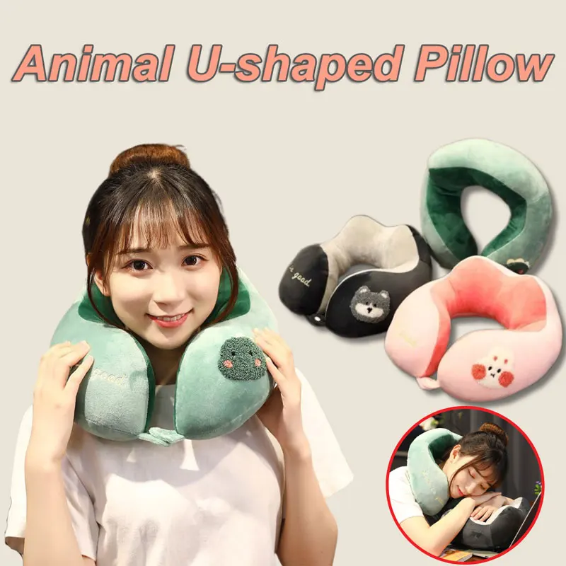 New Animal Travel Pillows for Children Airplane Cartoon U-shaped Pillow Cotton Fill Plush Neck Pillow Office Headrest Cushion