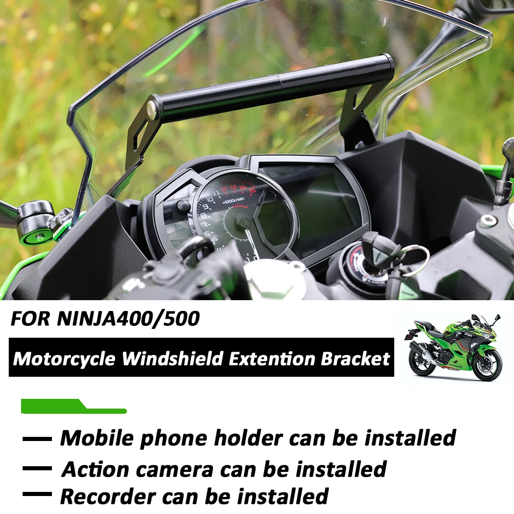 

Motorcycle Windshield Extention Bracket For Gopro Sports Camera Cellphone Holder for Kawasaki Ninja400 NINJA500 2020-2024