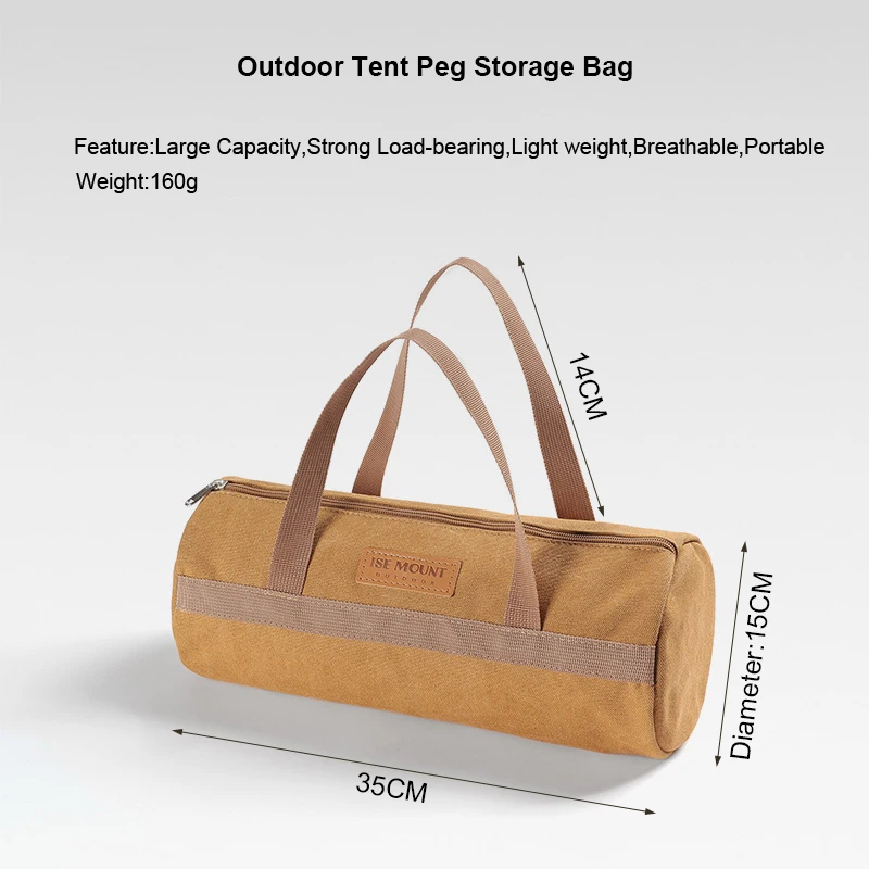 Outdoor Tent Peg Storage Bag Camping Tool Organizer Picnic Tools Pack Sundry Bag for Hiking Fishing Hunting Washed Canvas