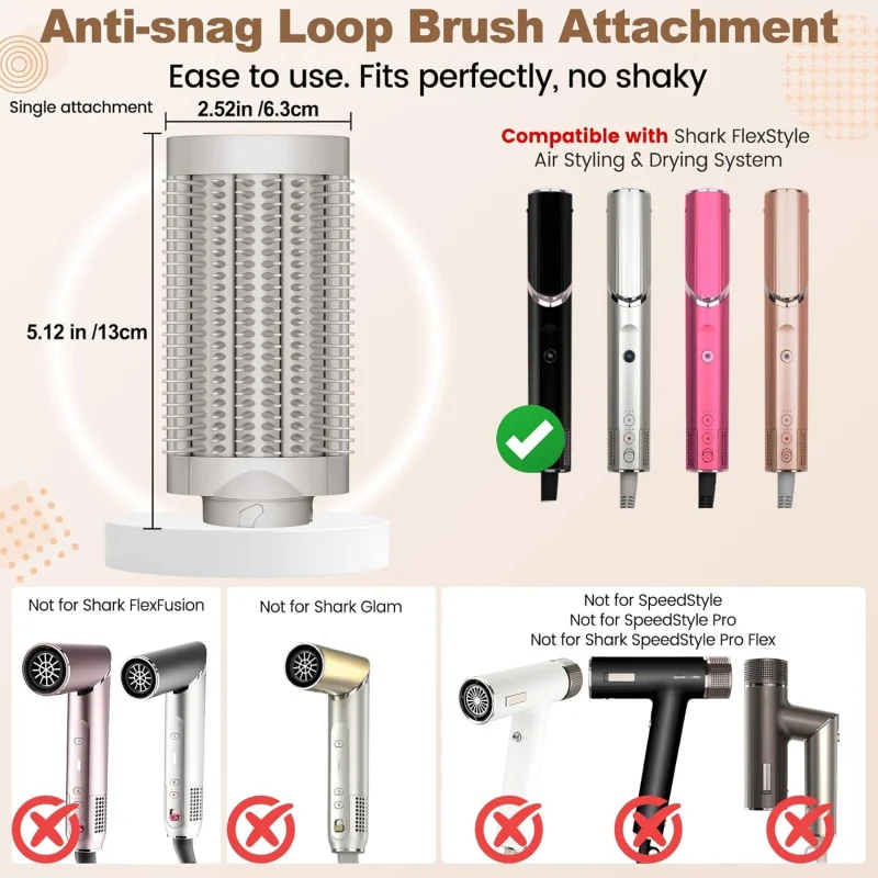 Anti-snag Loop Brush Attachment, Hair Styler Accessory With Loop Bristles, Wet Dry Use, Smooth FrizzForStraight CurlyThick Hair