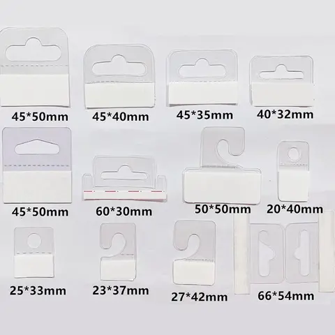 PVC 슬롯 홀 접착 행잉 탭 후크 상품 패키지 상자 가방 행거 페그후크 디스플레이, 상점 소매 디스플레이, 100 개