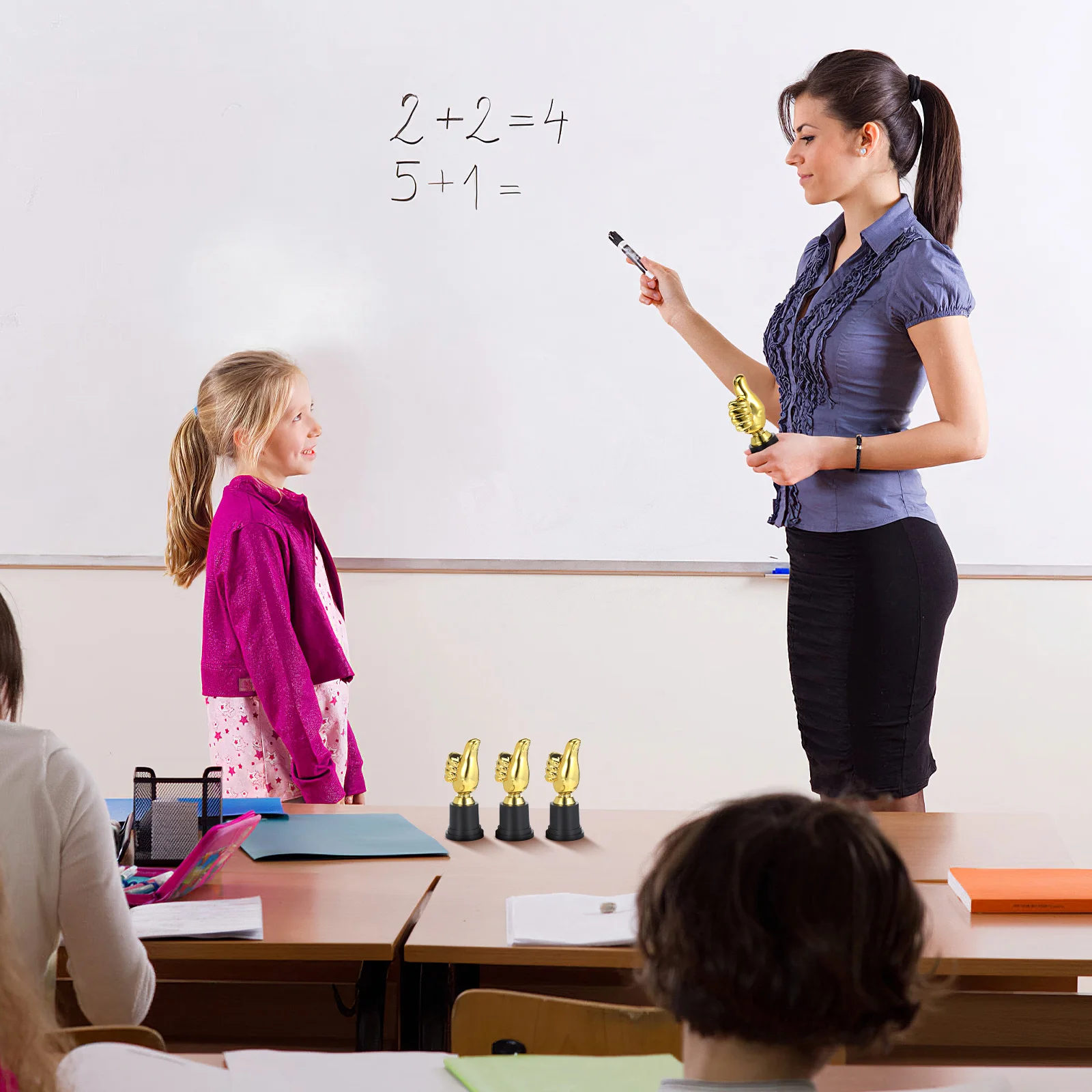 

6Pcs Decorative Trophy Cup Thumb Shaped Award for Kindergarten Competition Champion Honors Trophy