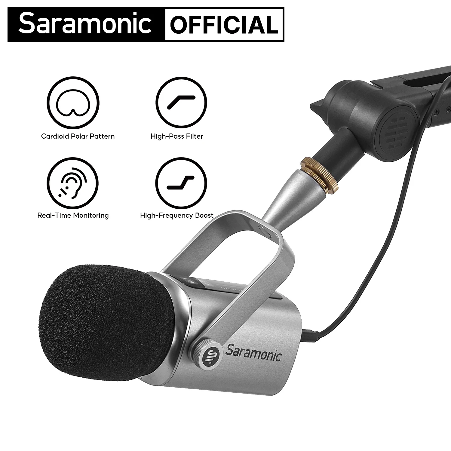 Saramonic SR-BV3 Cardioid Dynamic Microphone for iPhone Android PC Audio Mixer Gaming Broadcasting Podcasting Youtube Recording