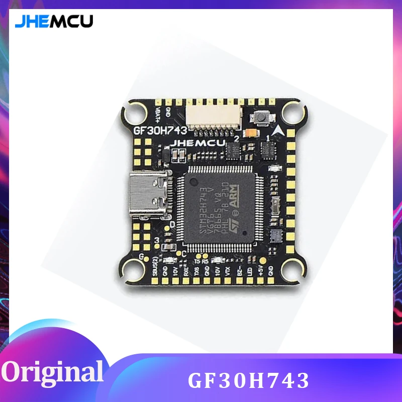 

JHEMCU GF30H743 H743 480MHZ Flight Controller ICM-42688-P DUAL Barometer OSD 128M BlackBox Dual BEC 3-6S 30X30mm for FPV Drones