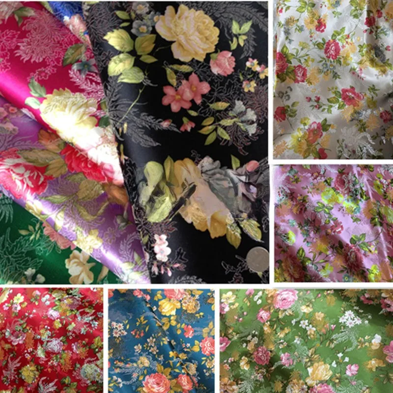 Brocade Jacquard Fabric By Meter for Skirts Dresses Sewing Plain Chinese Style Phoenix Peony Pattern Polyester Textile Thin Soft