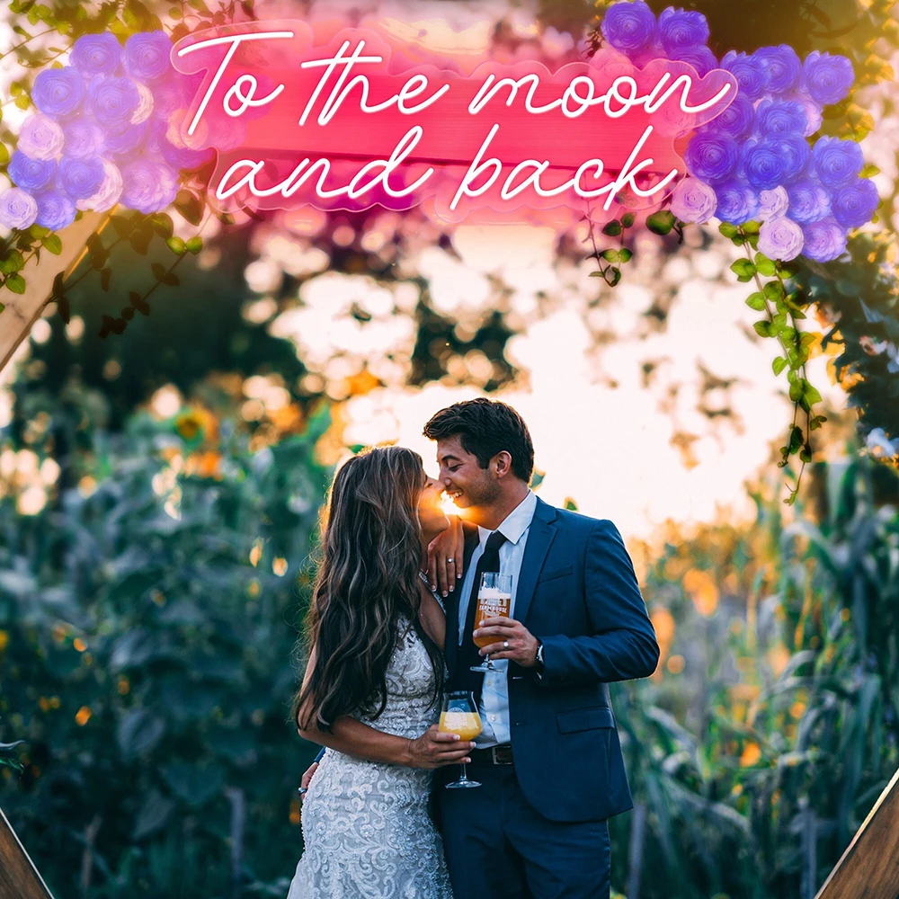 To The Moon and Back Custom Neon Sign Wedding Sign Backdrop Decor Neon Led Sign Birthday Party Engagement Party Decor Neon Light