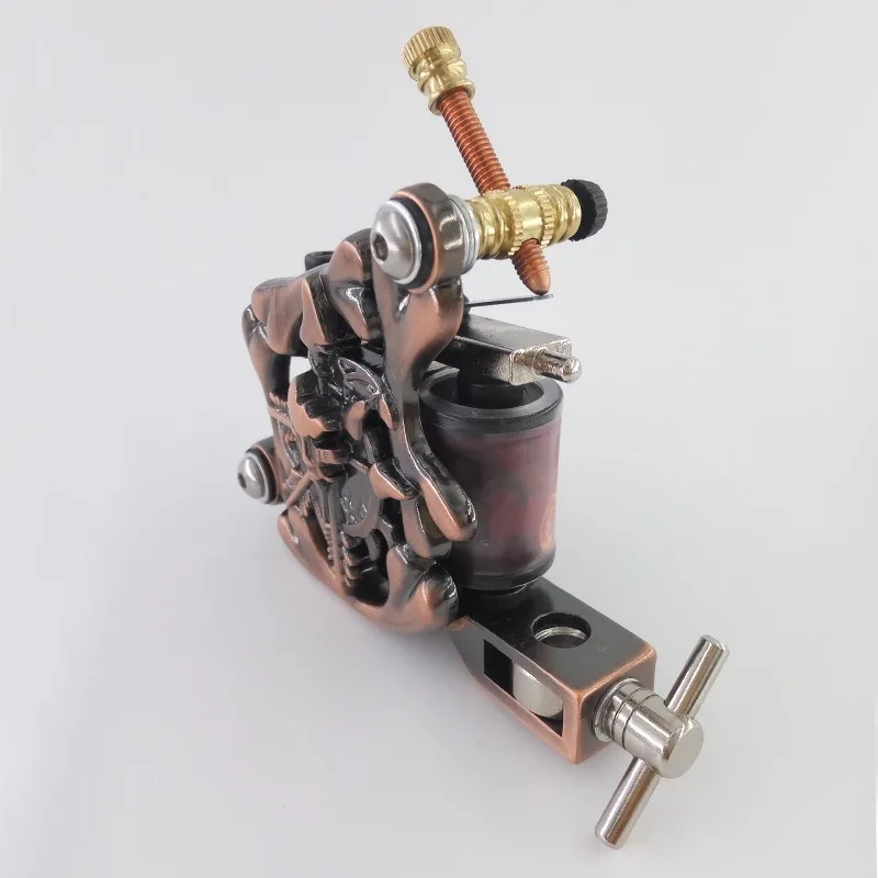 

New Style Coil Tattoo Machine Relief Skull Purely Handmade Strong Force Tattoo Motor Machine Professional Tattoo Equipment Red