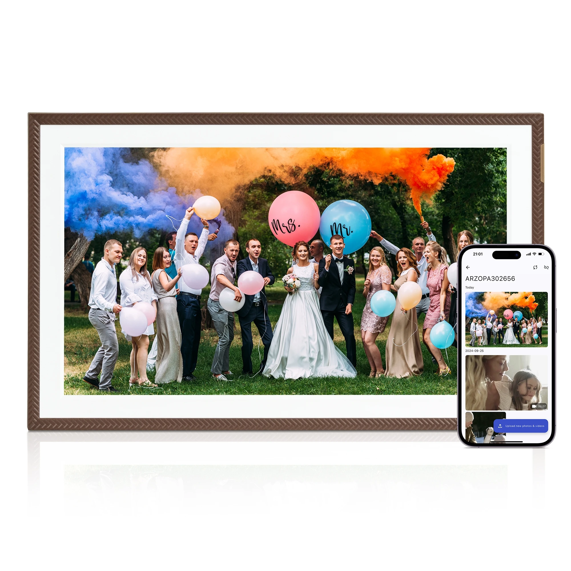 ARZOPA Porta-Retrato Digital FHD de 15,6 Polegadas 1920x1080 IPS com Tela Sensível ao Toque, Transferência Instantânea de Fotos e Vídeos