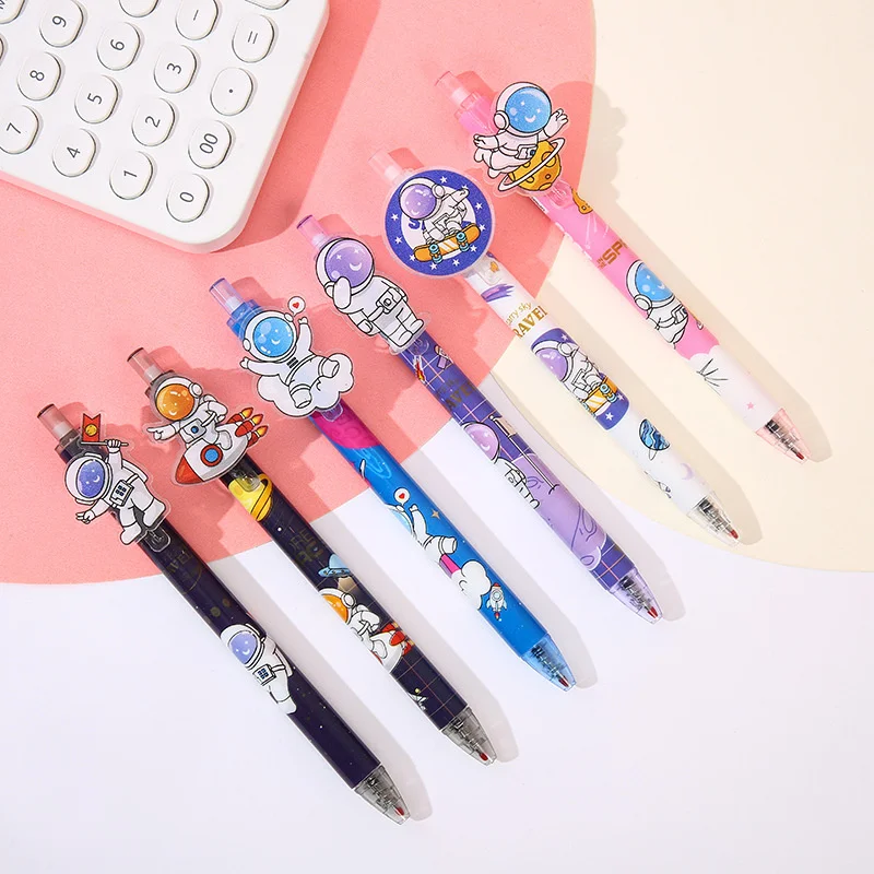 48pcs/lot Kawaii Astronaut Press Gel Pen Cute 0.5mm Black Ink Signature Pens Stationery Gift School Writing Supplies