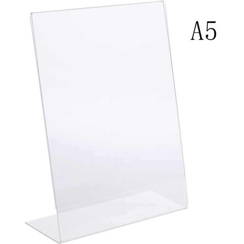 2pcs 210*148mm Acrylic L-shaped Price Tag Display Holder Menu List Label Stands For Sign Stands, Poster Racks