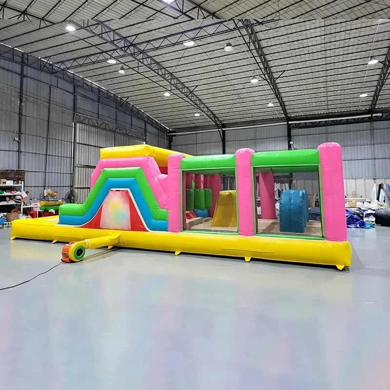 for Rental Business Use 2026 New Colorful Large Inflatable Obstacle Course, Premium PVC, 10 Mins Quick Setup UV Resistant