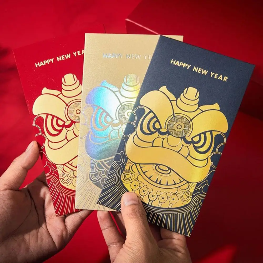 Roter Umschlag im chinesischen Stil, Drachenjahr, Goldprägung, festliches Neujahrsgeld, roter Umschlag, verdickt, traditionell