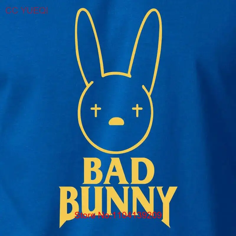 Kötü BUNNY LOGO T-Shirt reggalatin Latin Hip Hop porto riko Rican Rap Salsa Tee uzun kollu