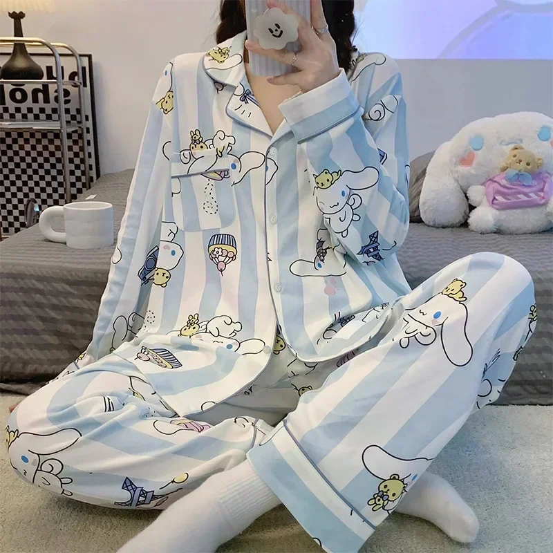 Sanrio Kuromi Hello Kitty Melody Short Pajamas for Women Kawaii Cartoon Loose Sleepwear Pajamas Sets Short Clothes