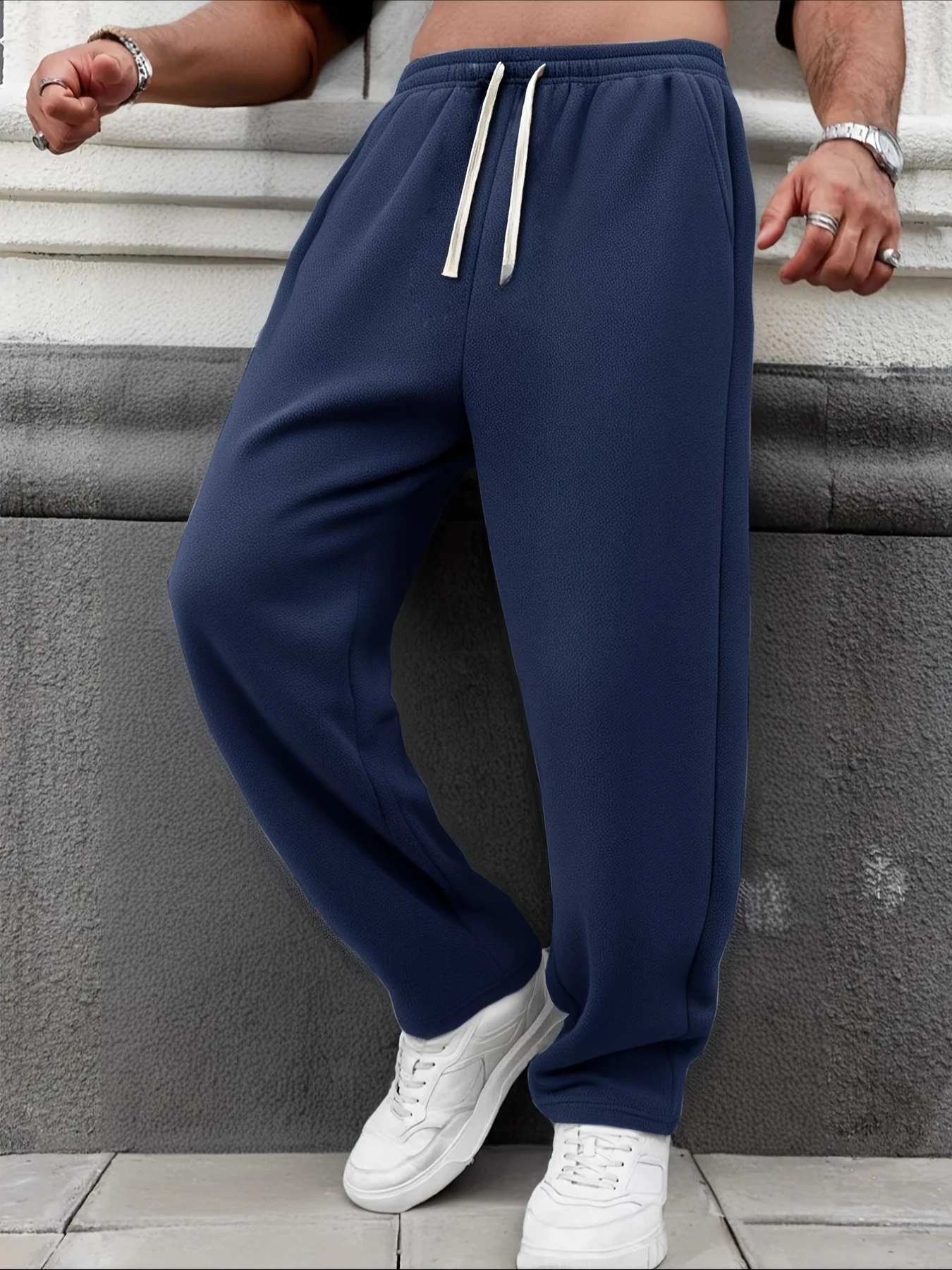 

Мужские модные однотонные уличные брюки, осенне-зимний стиль, широкий дизайн, спортивный и повседневный