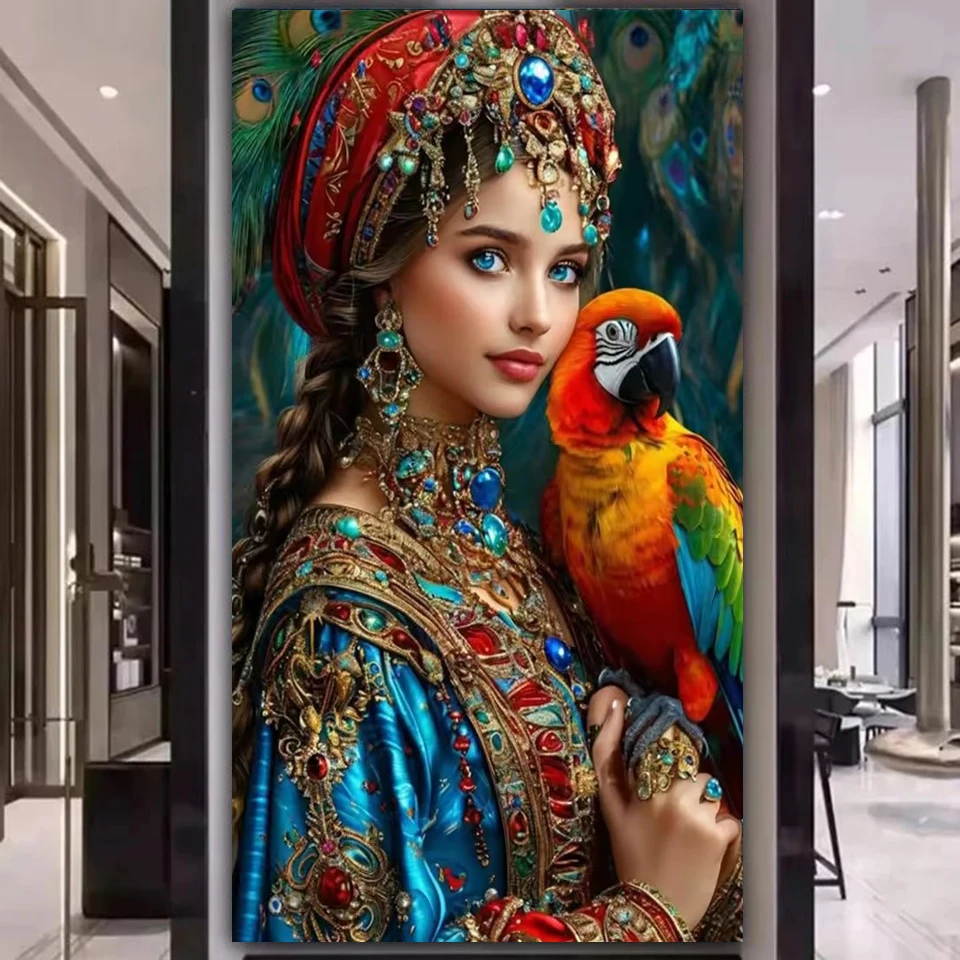 

5D DIY Beauty Fairy Woman Parrot Dragon Mosaic Full Circle Square Drill Diamond Painting Landscape Wall Rhinestone Decoration