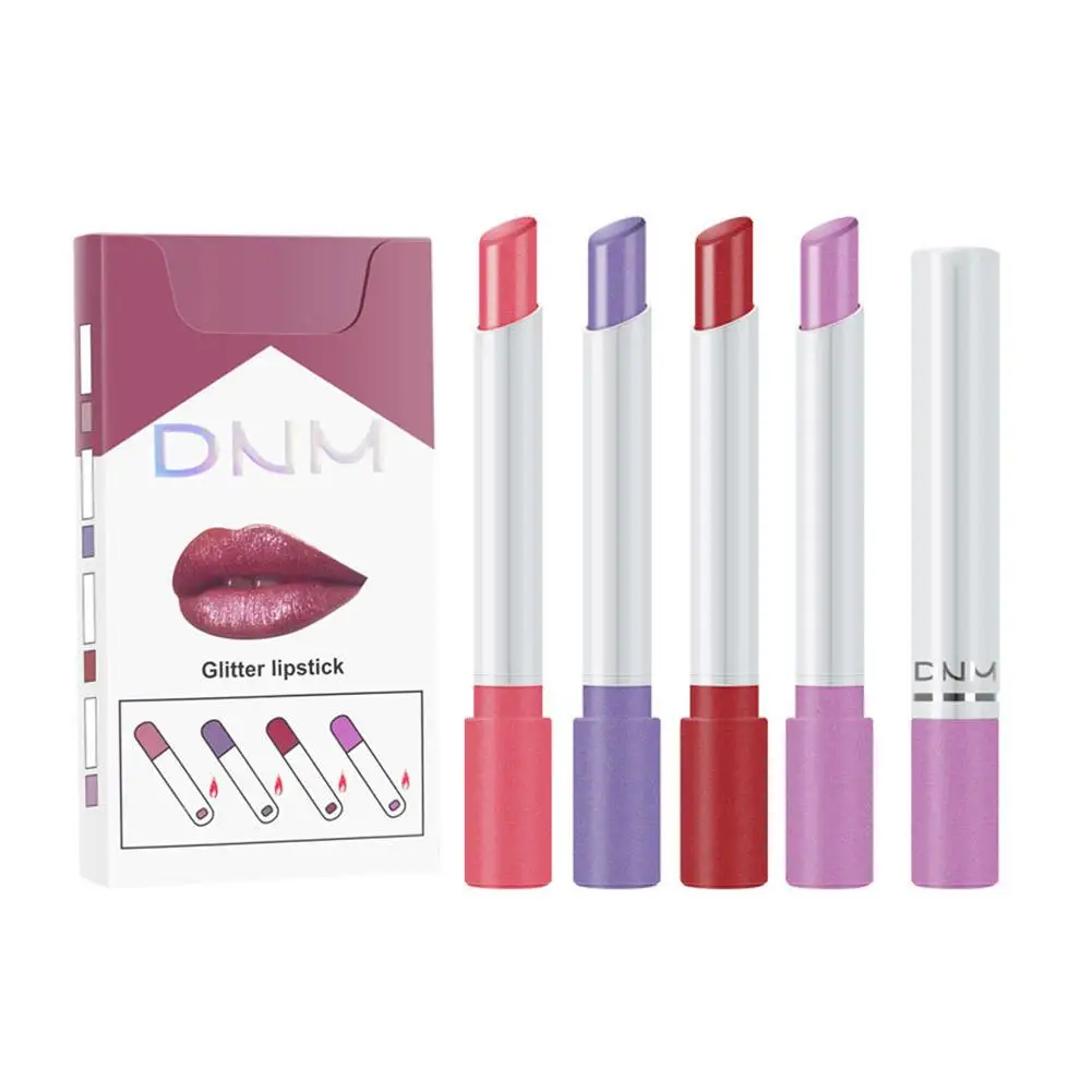 4 teil/schachtel Zigaretten form Lippenstift matt wasserdicht langlebige Tube Tönung Lippen Lippenstift glänzend Rauch Lippenstift Set Samt Ciga Q4T6