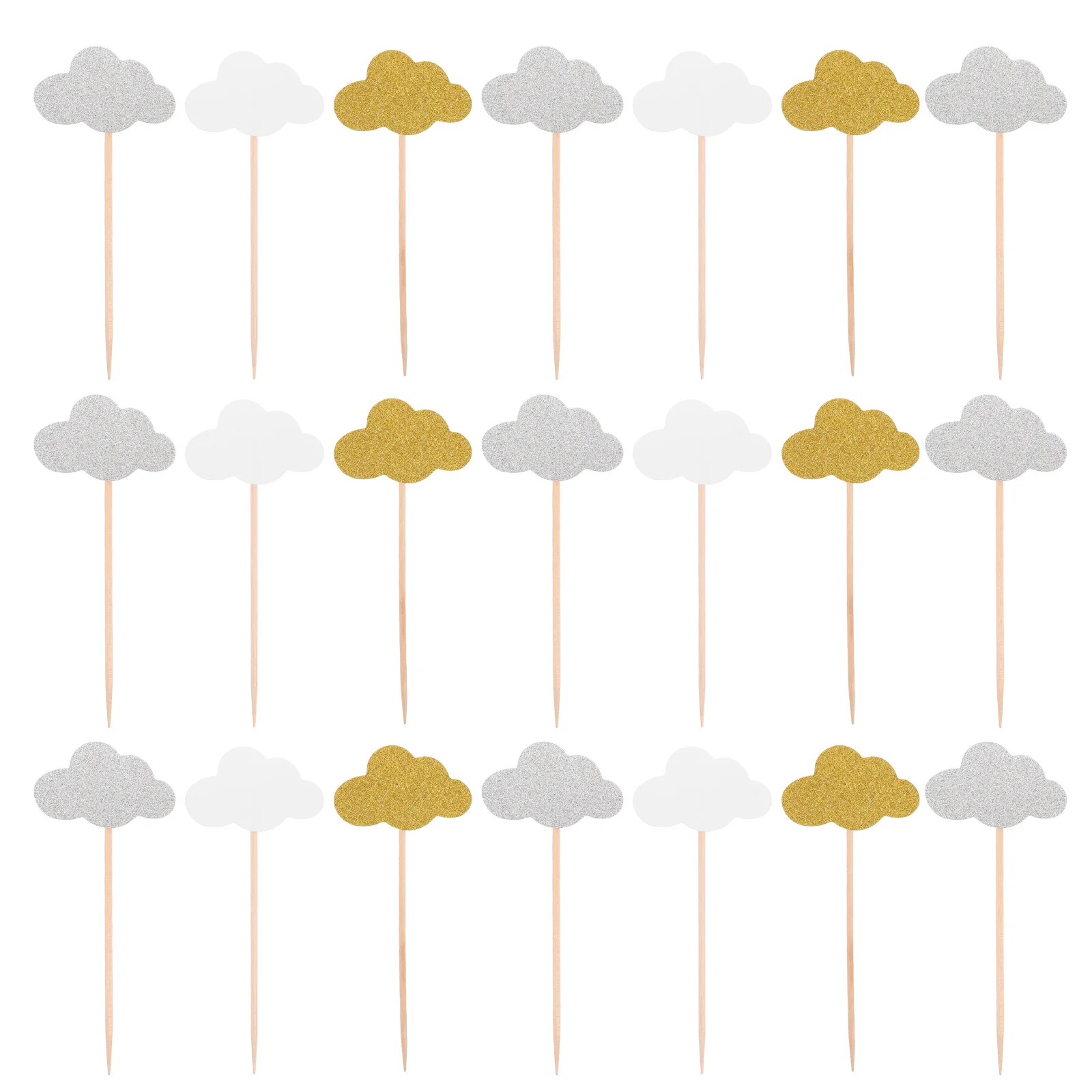 

150Pcs Cloud Cake Toppers Glitter Birthday Dessert Picks for Kids Party Wedding Supplies Cloud Figure Cake Decorating Inserts