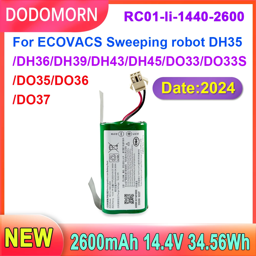 DODOMORN RC01-li-1440-2600 High Quality Battery For ECOVACS Sweeping Robot DH35,DH36,DH39,DH43,DH45 DO33,DO33S,DO35,DO36,DO37