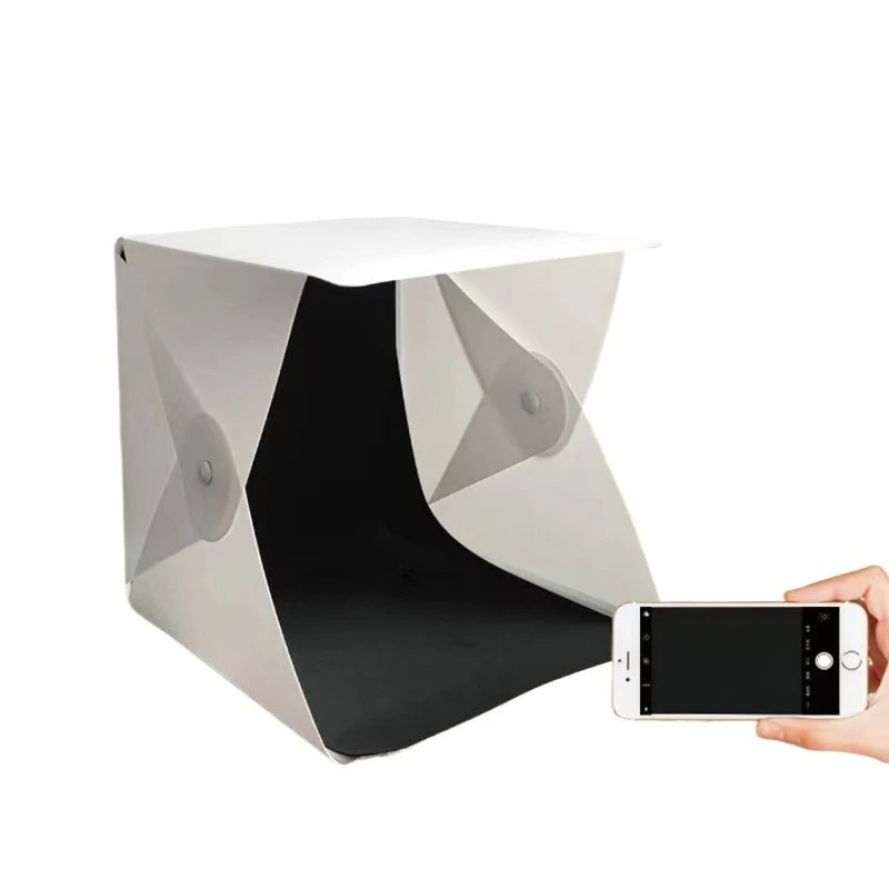 Foldable Photo Booth Softbox Light Box Mini Photo Studio Box with Light Strip 22*23*24cmBackdrop Booth 2-6 Color Optional