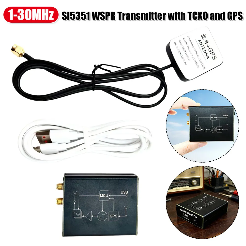 

1-30 МГц SI5351 WSPR-передатчик с TCXO и GPS, автоматическое позиционирование QTH, 23 дБм, для измерительных приборов и аксессуаров