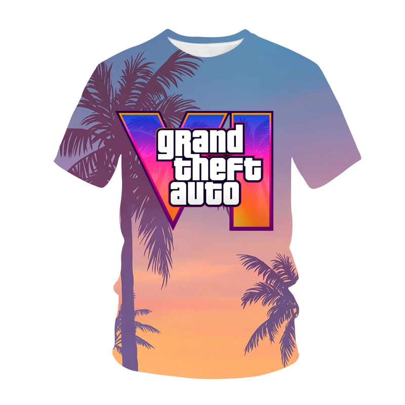 GTA 6 T-shirt Game 3D Printing Street Clothing Men and Women\'s Leisure Fashion T-shirt Breathable and Comfortable Top Clothing