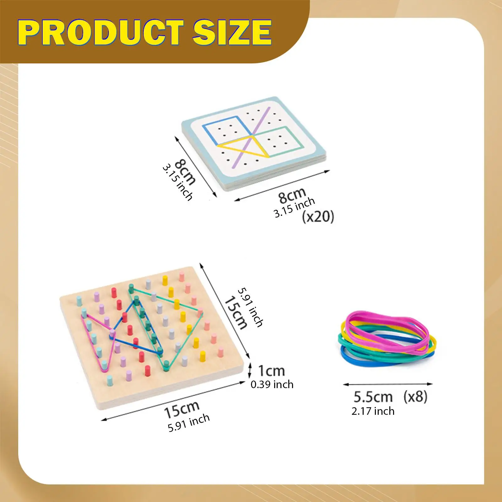 Wooden with Bands,with Pattern Cards,Christmas Gift Fine Motor Skill Graphical Educational Toy for Child Festival