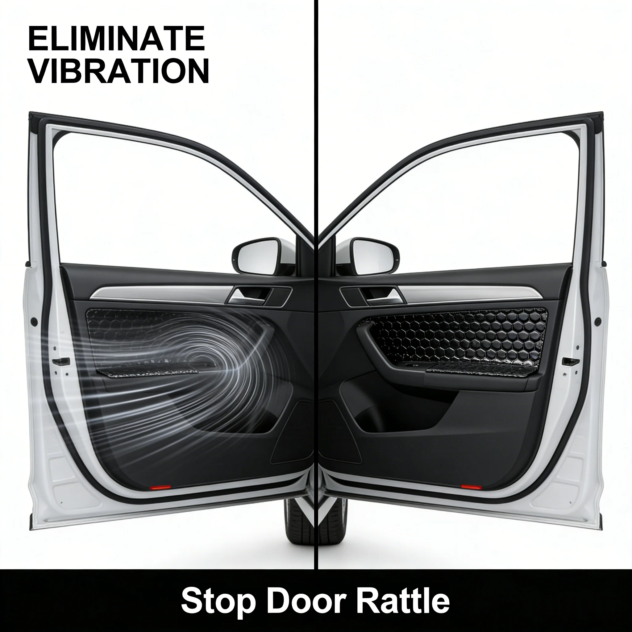 Car Audio Door Sound Deadening Mats Butyl Rubber Acoustic Dampening Panel Speaker Insulation Subwoofer Anti-Rattle Pad Black Kit