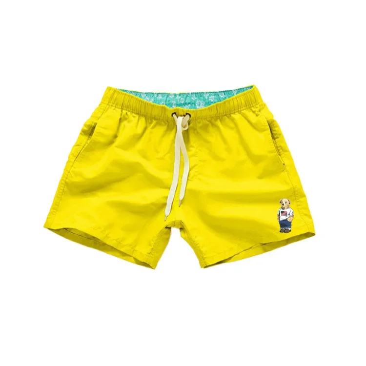 Asiatische Größe Herren Polo Bear Badeshorts Schnelltrocknend Elastischer Bund Kordelzug Strand-Boardshorts Lässige Sommer-Badebekleidung Schwarz – Detail 13