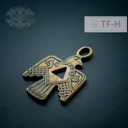 1Pcs Brass Indian Imprint Retro Thunderbird Totem Keychain Necklace Pendant