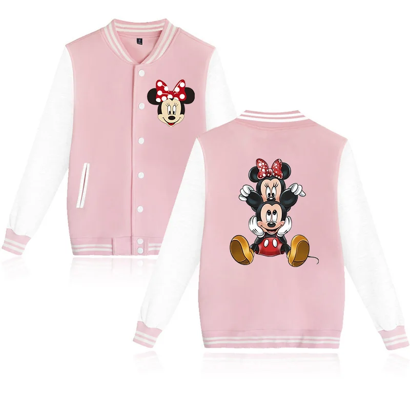 Punk Hoody Men Women Baseball Jacket Disney Mickey Minnie Mouse Hoodie Clothes Kid Girl Boy Jackets Sweatshirt Baby Top Children