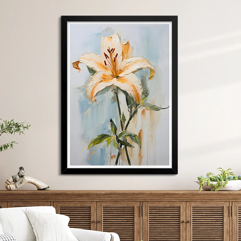 Oil painting flower poster Vibrant Lily rose orchid Vanvas printing wall art decoration painting Frameless Home Room decoration