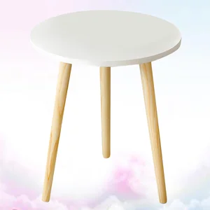 1 Pc Creative Nordic Style Round Table Coffee Tea Table Practical Wood Table for Home Living Room (White)