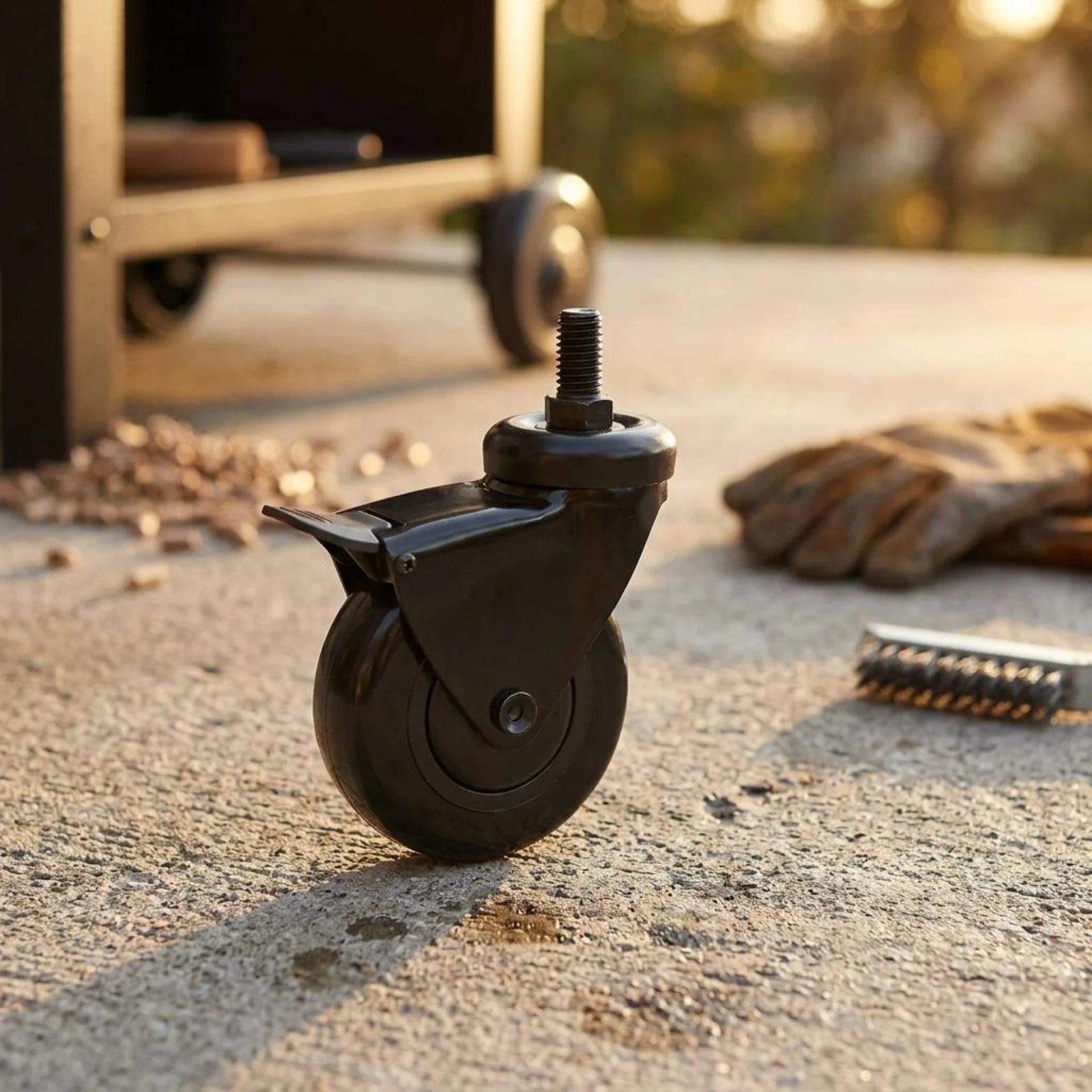 Grill Leg Caster Heavy-Duty Locking Caster Wheel Replacement Hardware Easy to Install Non-Marking for Smoker Setup